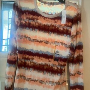 Fitted Brown and Orange Long Sleeve Tee